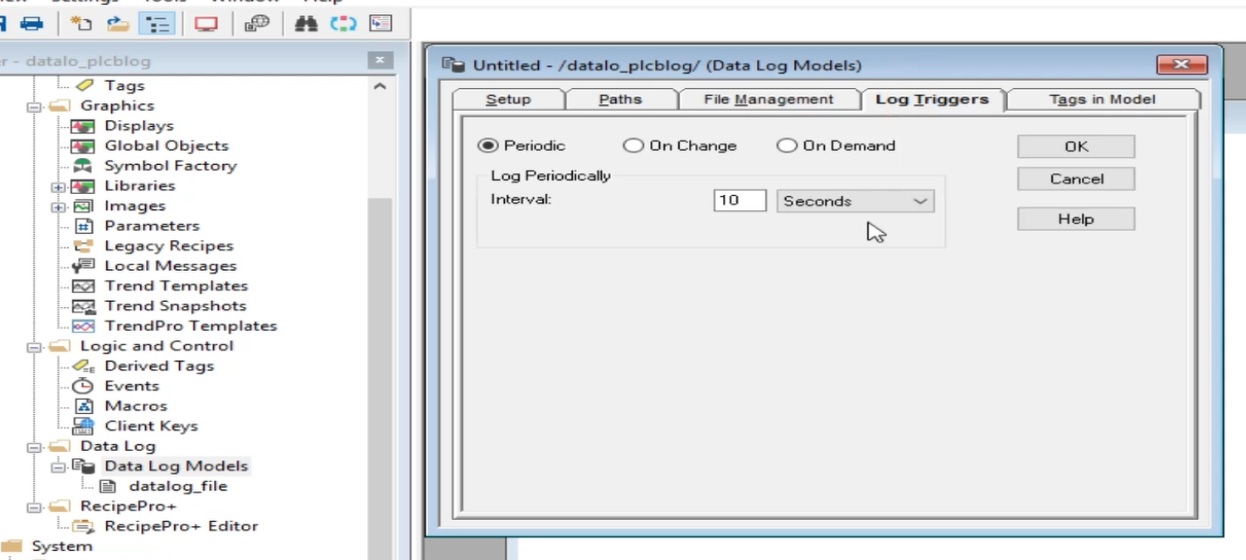 Specify when to store data in factorytalk view studio datalog